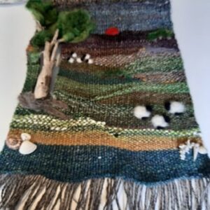 handspun weaving on driftwood - handmade by Helbies Handmade