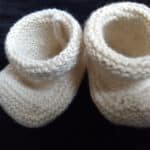 Hand knitted soft baby bootees