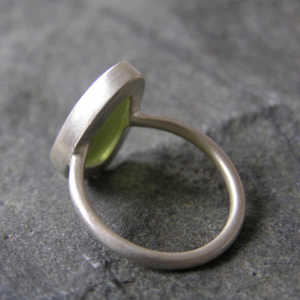 Green Sea glass Ring Handmade in Recycled Sterling Silver - handmade by Hazel's Sea Jewellery (view 3)