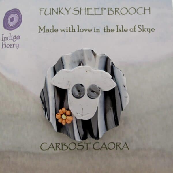 Funky Sheep Brooch - Carbost Caora - handmade by Indigo Berry