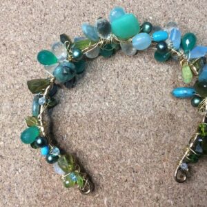 Gold Vermeil wire wrap bracelet - handmade by Designs on Benbecula (view 2)