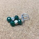 Green onyx and Thai Karen silver earrings
