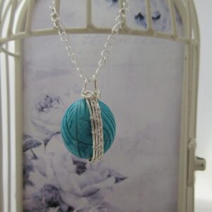 Blue Gemstone Pendant with Silver Plated Wire Wrap - handmade by Indigo Berry (view 5)