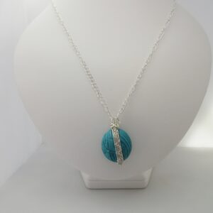 Blue Gemstone Pendant with Silver Plated Wire Wrap - handmade by Indigo Berry (view 2)
