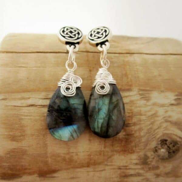 Celtic Style Earrings with Labradorite by Indigo Berry