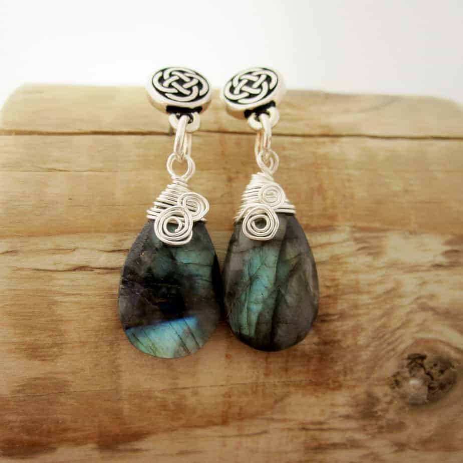 Celtic Style Earrings with Labradorite by Indigo Berry