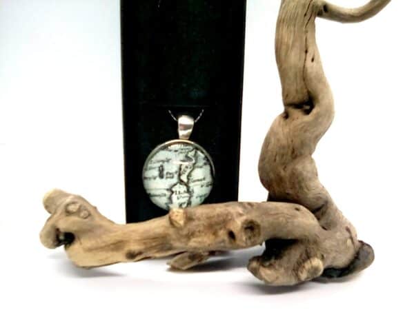 Jura, Islay and Colonsay Old Map pendant - handmade by Camella Crafts (view 2)