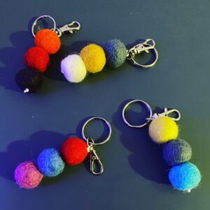 Felt ball keyrings - handmade by Crafting at No 8