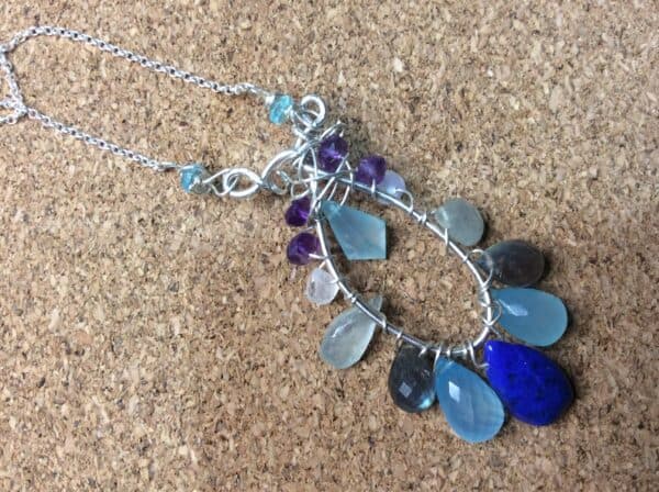 Silver gemstone necklace - handmade by Designs on Benbecula