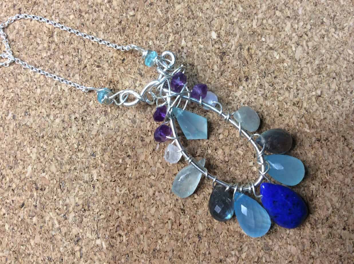 Silver gemstone necklace - handmade by Designs on Benbecula