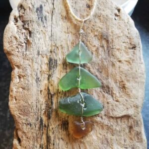 Green Islay Seaglass Christmas Tree Ornament - handmade by Inner Hebrides Seaglass