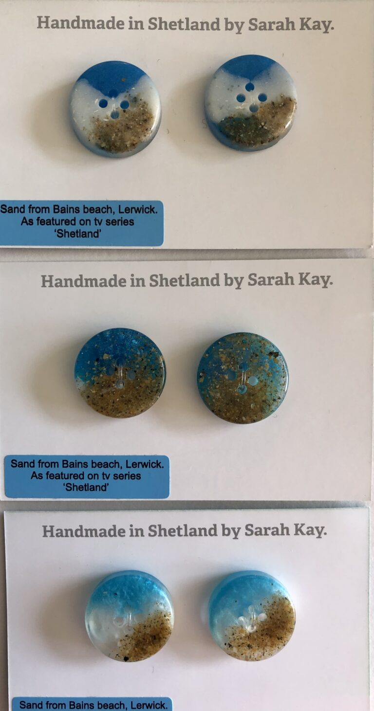 Shetland tv series beach buttons!