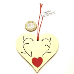 Wooden Antler Heart Decoration - Image 2