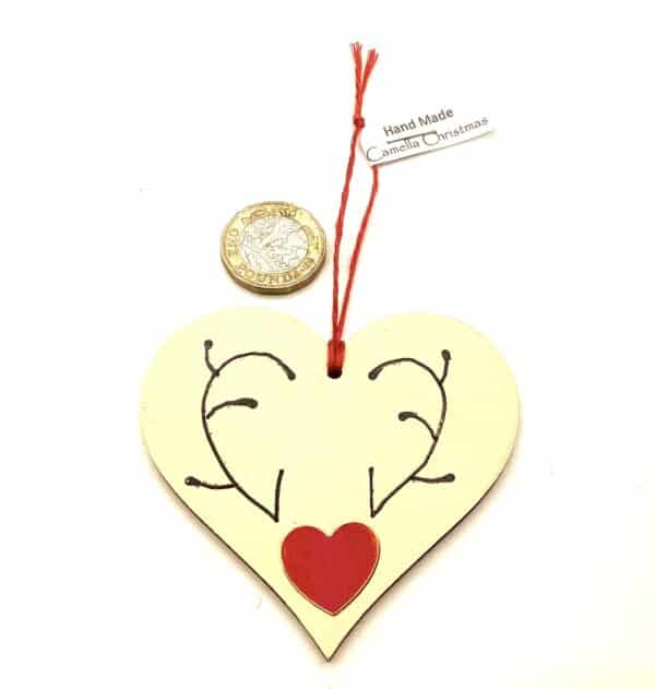 Wooden Antler Heart Decoration