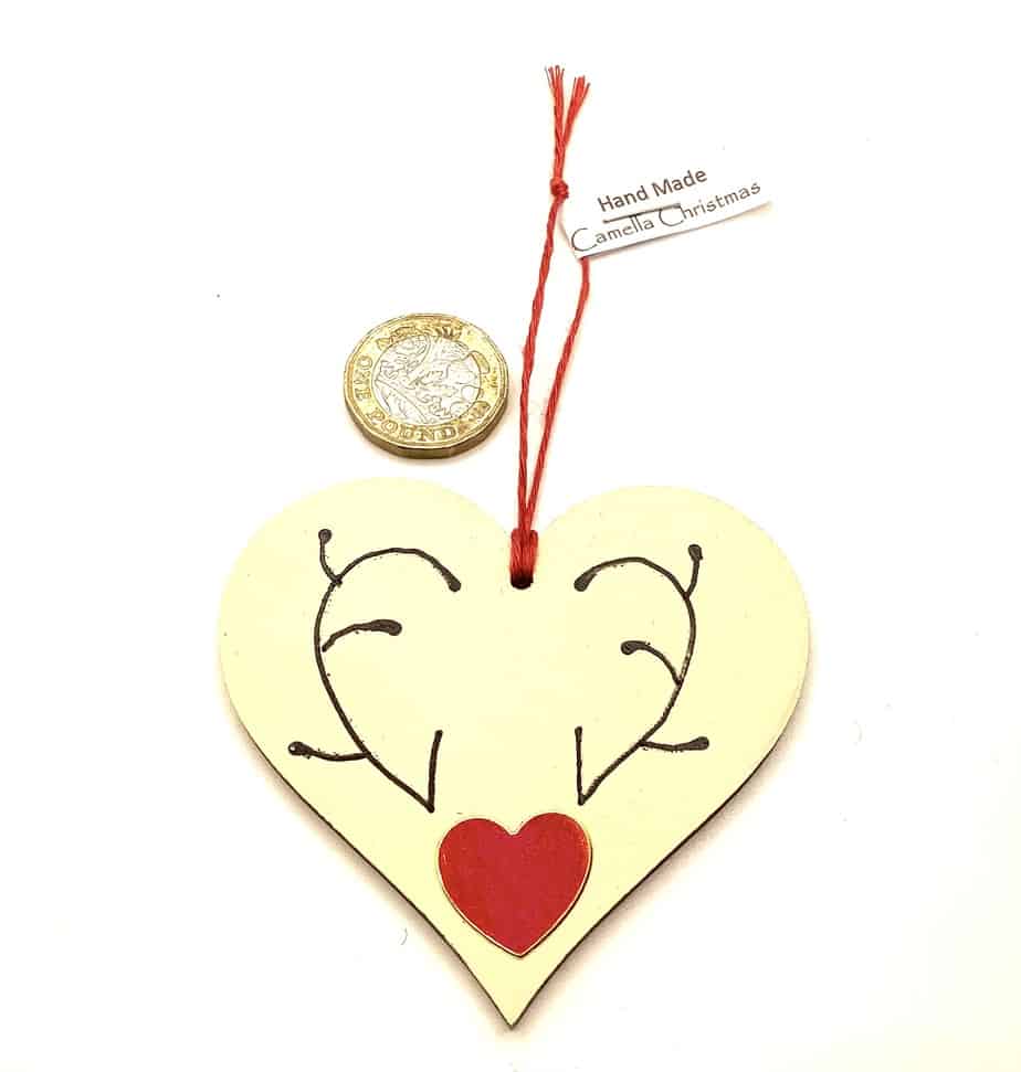 Wooden Antler Heart Decoration - Image 2