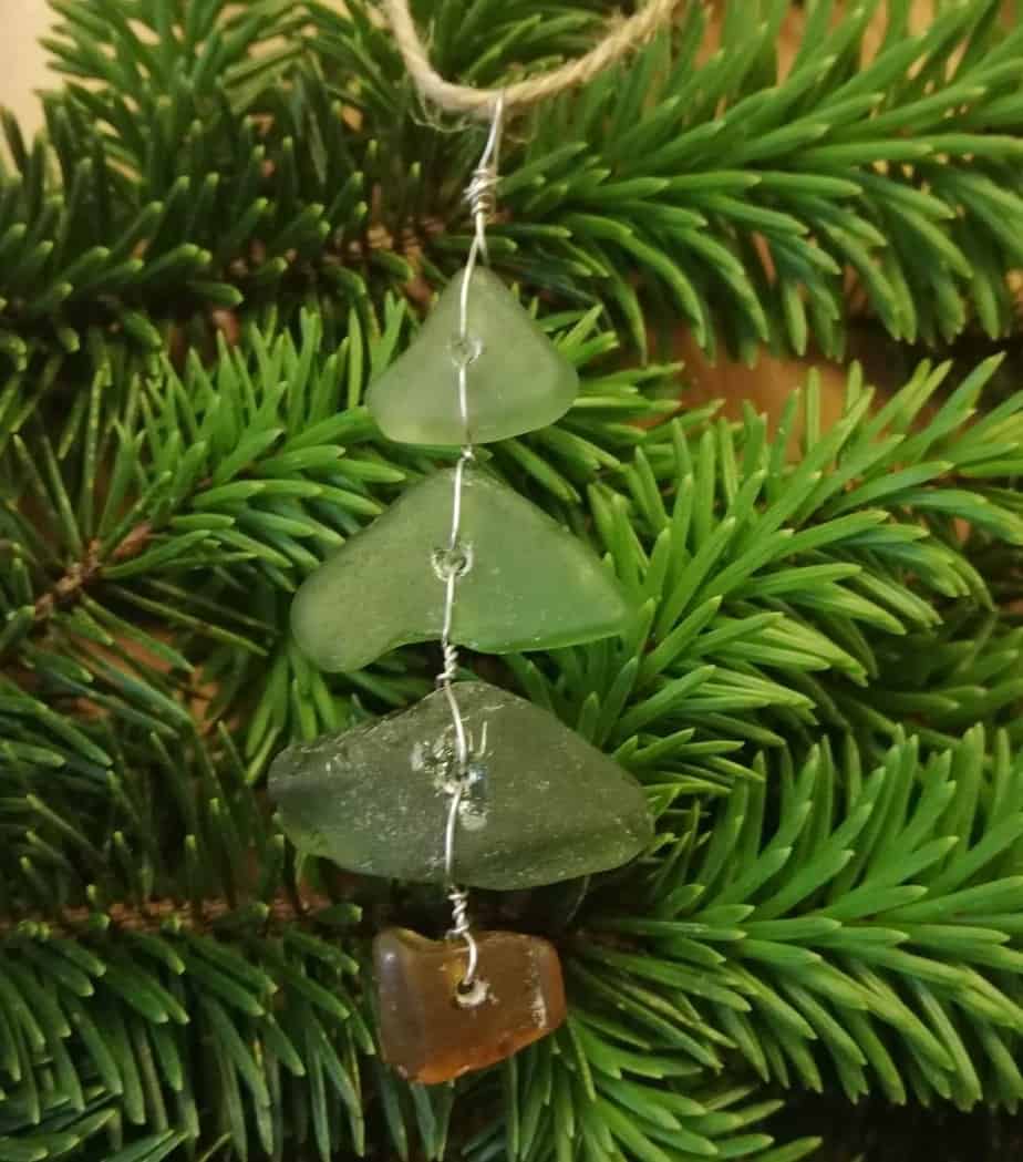 Green Islay Seaglass Christmas Tree Ornament - handmade by Inner Hebrides Seaglass (view 2)