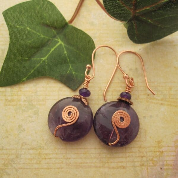 Amethyst Coin Earrings by indigo Berry