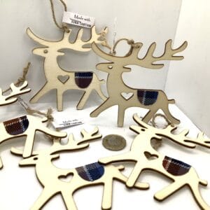Wooden Deer with Jura Tartan - Image 2