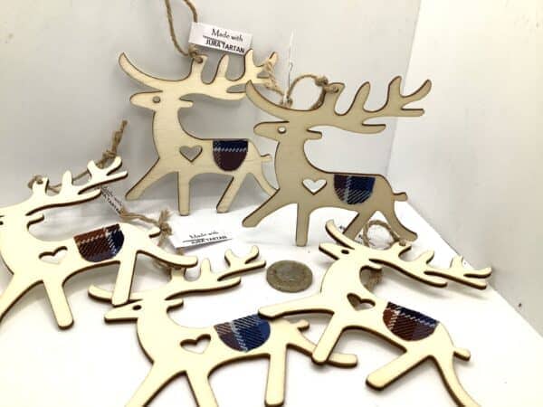 Wooden Deer with Jura Tartan