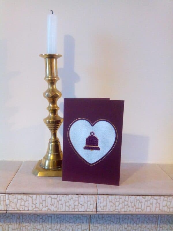 Christmas Bell card - Maroon - handmade by Christie Country Crafts (view 2)