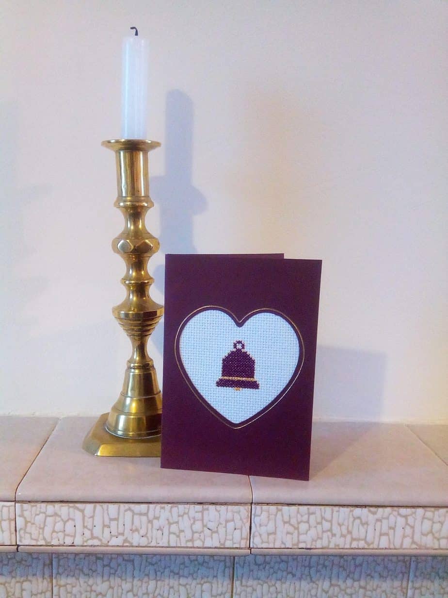 Christmas Bell card - Maroon - handmade by Christie Country Crafts (view 2)