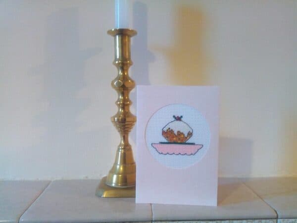 Christmas Pudding Christmas Card - Pink