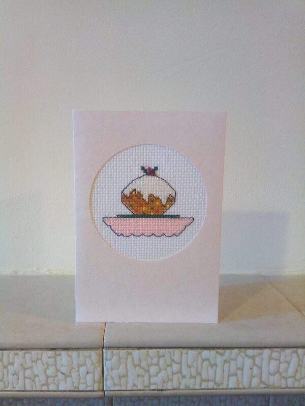 Christmas Pudding Christmas Card - Pink