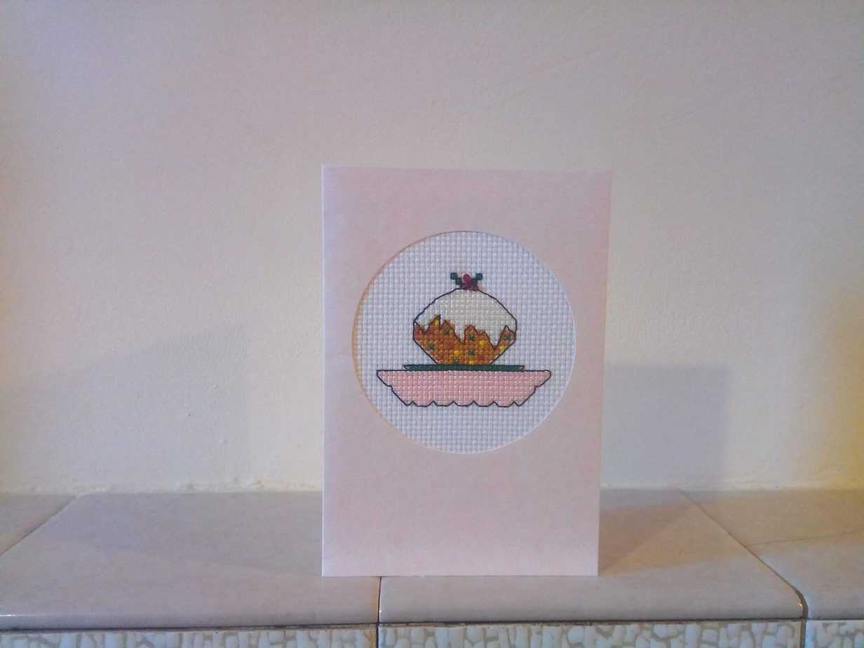 Christmas Pudding Christmas Card - Pink - Image 3