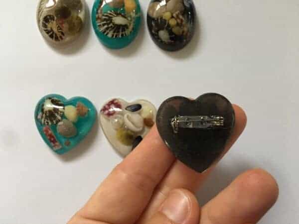 Chunky love heart beach brooch, resin jewellery from Shetland. - handmade by Sarah Kay Arts (view 3)