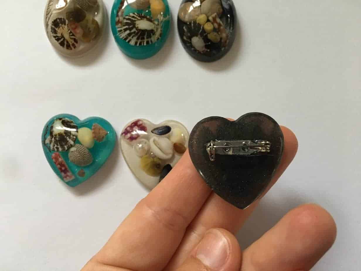 Chunky love heart beach brooch, resin jewellery from Shetland. - handmade by Sarah Kay Arts (view 3)