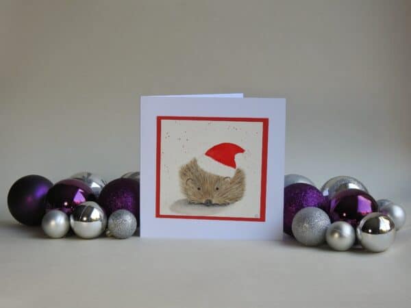 Christmas Card - Hedgehog - handmade by Karen Lambie Artist (view 2)