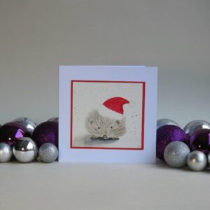 Christmas Card - Hedgehog - handmade by Karen Lambie Artist