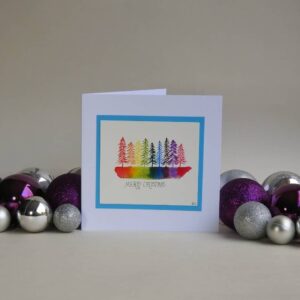 Christmas Card - Rainbow Trees SET of 3 cards - handmade by Karen Lambie Artist (view 2)