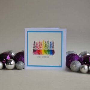 Christmas Card - Rainbow Trees SET of 3 cards - handmade by Karen Lambie Artist (view 3)