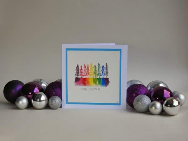 Christmas Card - Rainbow Trees SET of 3 cards - handmade by Karen Lambie Artist (view 3)