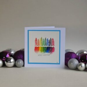 Christmas Card - Rainbow Trees SET of 3 cards - handmade by Karen Lambie Artist (view 4)