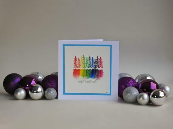 Christmas Card - Rainbow Trees SET of 3 cards - handmade by Karen Lambie Artist (view 4)