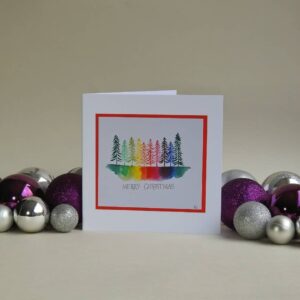 Christmas Card - Rainbow Trees SET of 3 cards - handmade by Karen Lambie Artist (view 2)