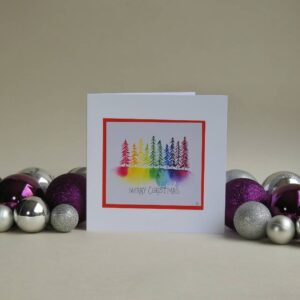 Christmas Card - Rainbow Trees SET of 3 cards - handmade by Karen Lambie Artist (view 4)