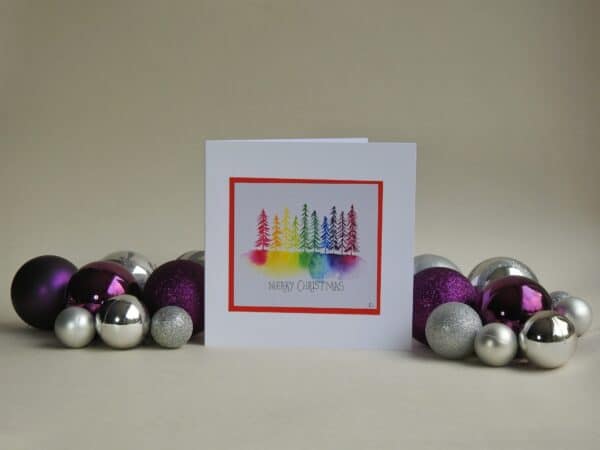 Christmas Card - Rainbow Trees SET of 3 cards - handmade by Karen Lambie Artist (view 4)
