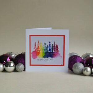 Christmas Card - Rainbow Trees SET of 3 cards - handmade by Karen Lambie Artist (view 3)
