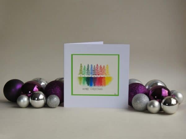 Christmas Card - Rainbow Trees SET of 2 cards