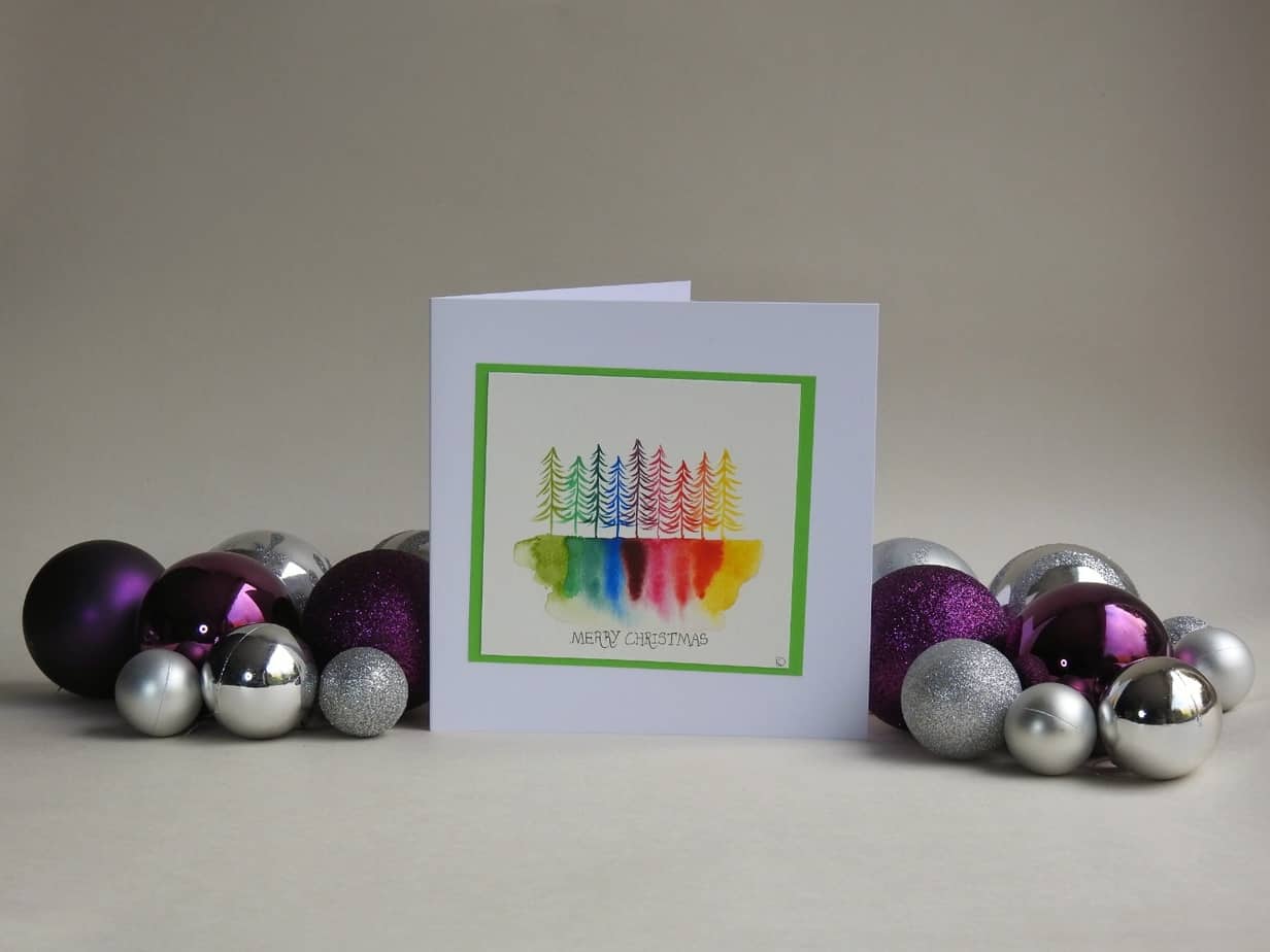 Christmas Card - Rainbow Trees SET of 2 cards - Image 3