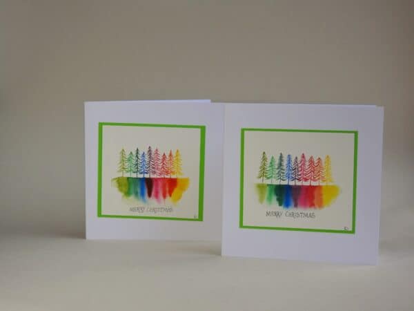 Christmas Card - Rainbow Trees SET of 2 cards