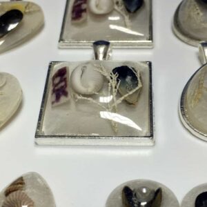 Shimmering white resin beach pendants from Shetland. - handmade by Sarah Kay Arts (view 2)