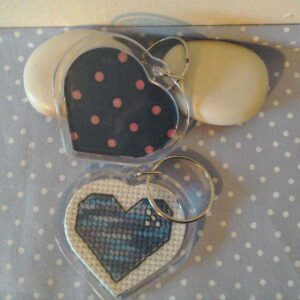 Midnight Magic Cross stitched heart keyring - Image 2