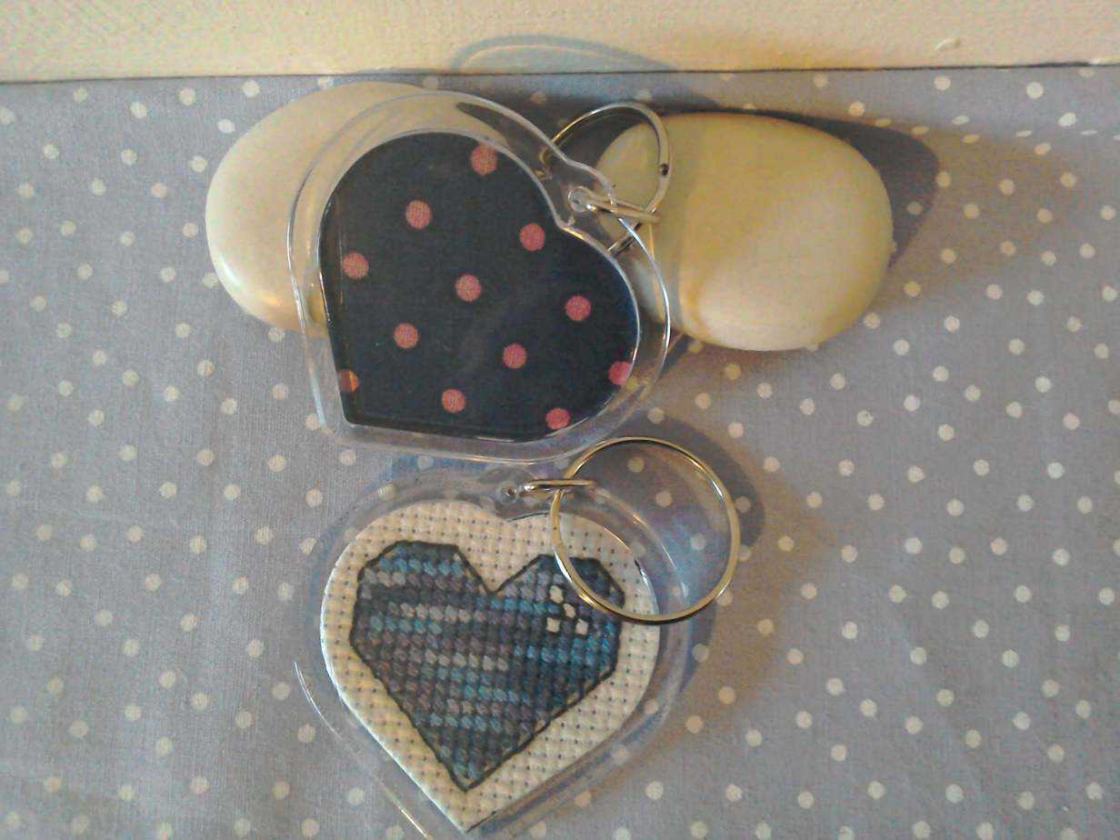 Midnight Magic Cross stitched heart keyring - Image 2
