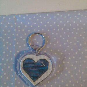Midnight Magic Cross stitched heart keyring - Image 3