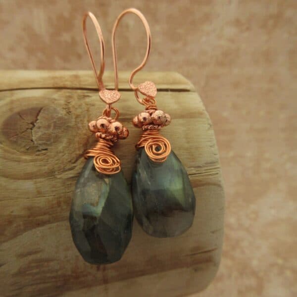 Labradorite Earrings with Rose Gold Plated Ear wires by Indigo Berry