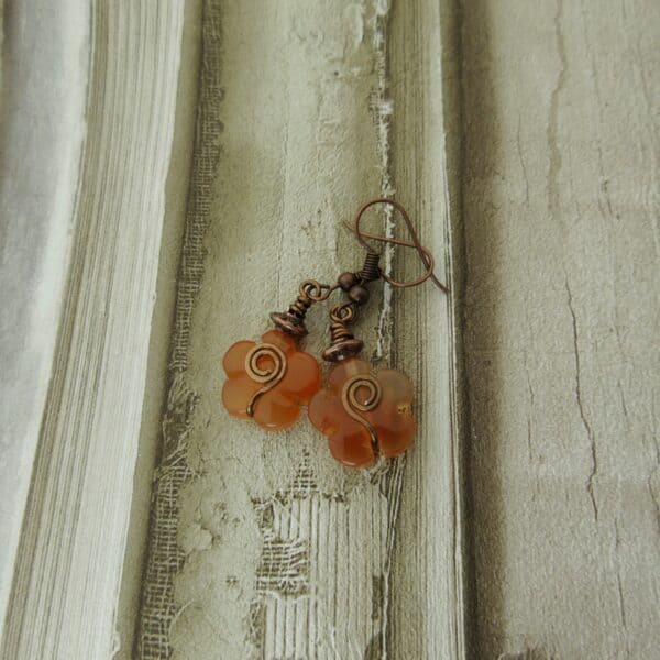 Orange Agate Flower Earrings by Indigo Berry